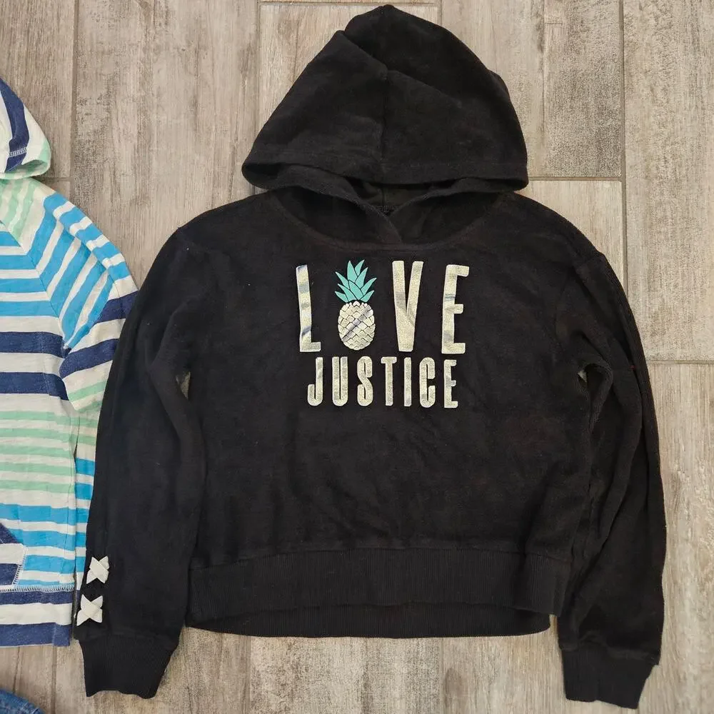 Girls Hoodie & Denim Jacket Lot of 4 Size 7/8 Justice Old Navy‎ Childrens Place